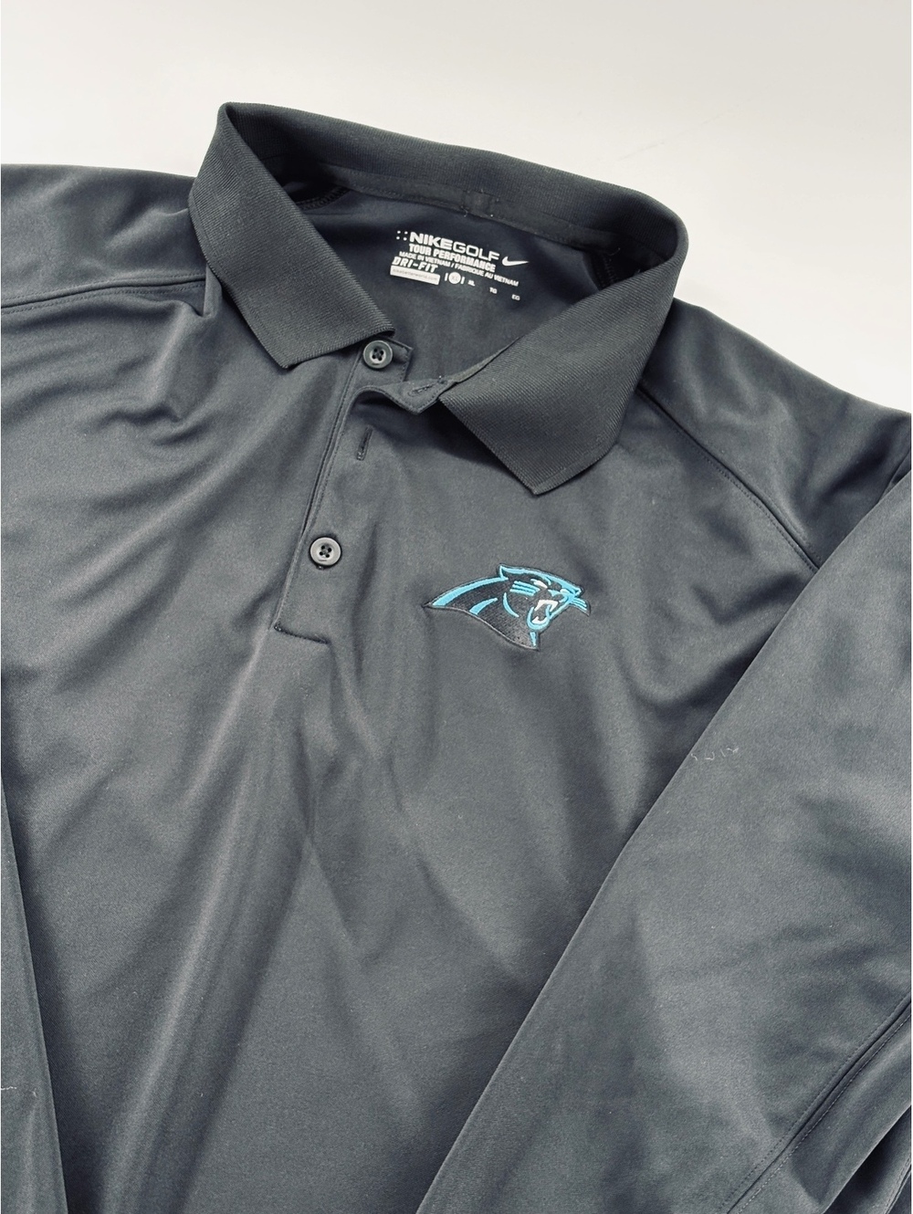 Nike Golf Carolina Panthers Long Sleeve Polo Men's XL Black Dri-Fit